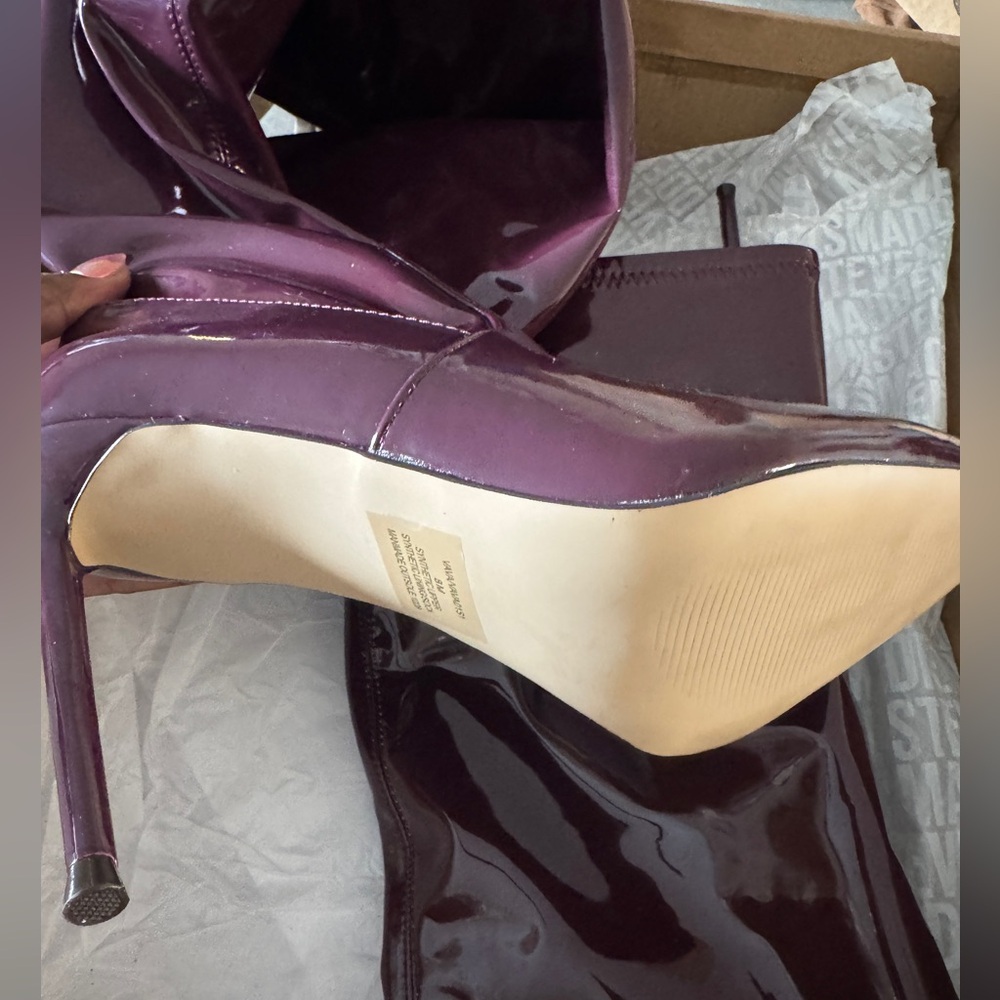 Burgundy Steve Madden Patent Over-the-Knee Stiletto Boot - Picture 7 of 8
